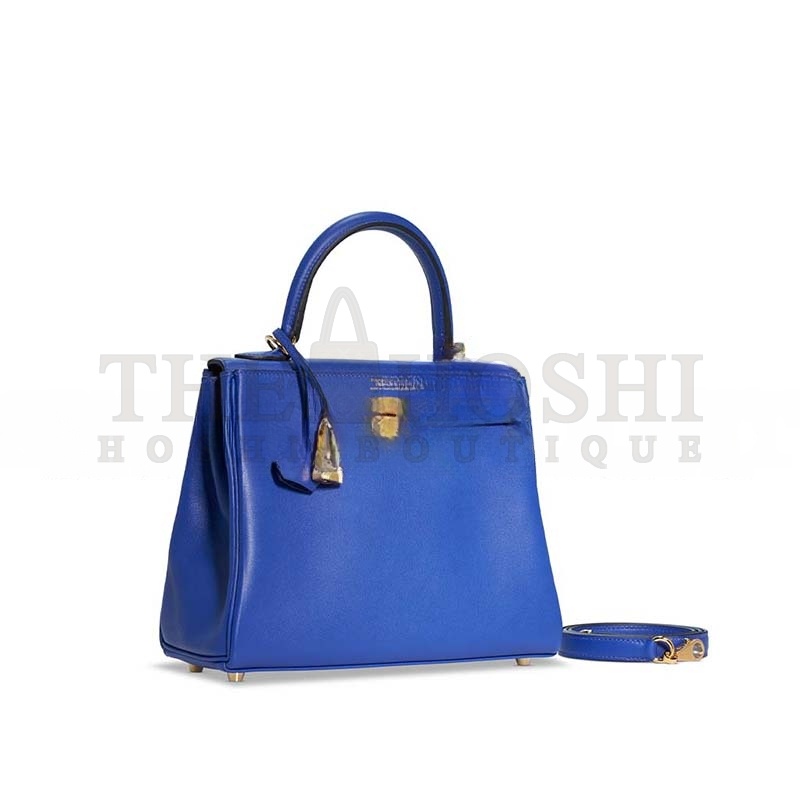 H**me5 A BLEU ÉLECTRIQUE SWIFT LEATHER RETOURNÉ KELLY 28 WITH GOLD HARDWARE (28*22*10cm) Master Quality